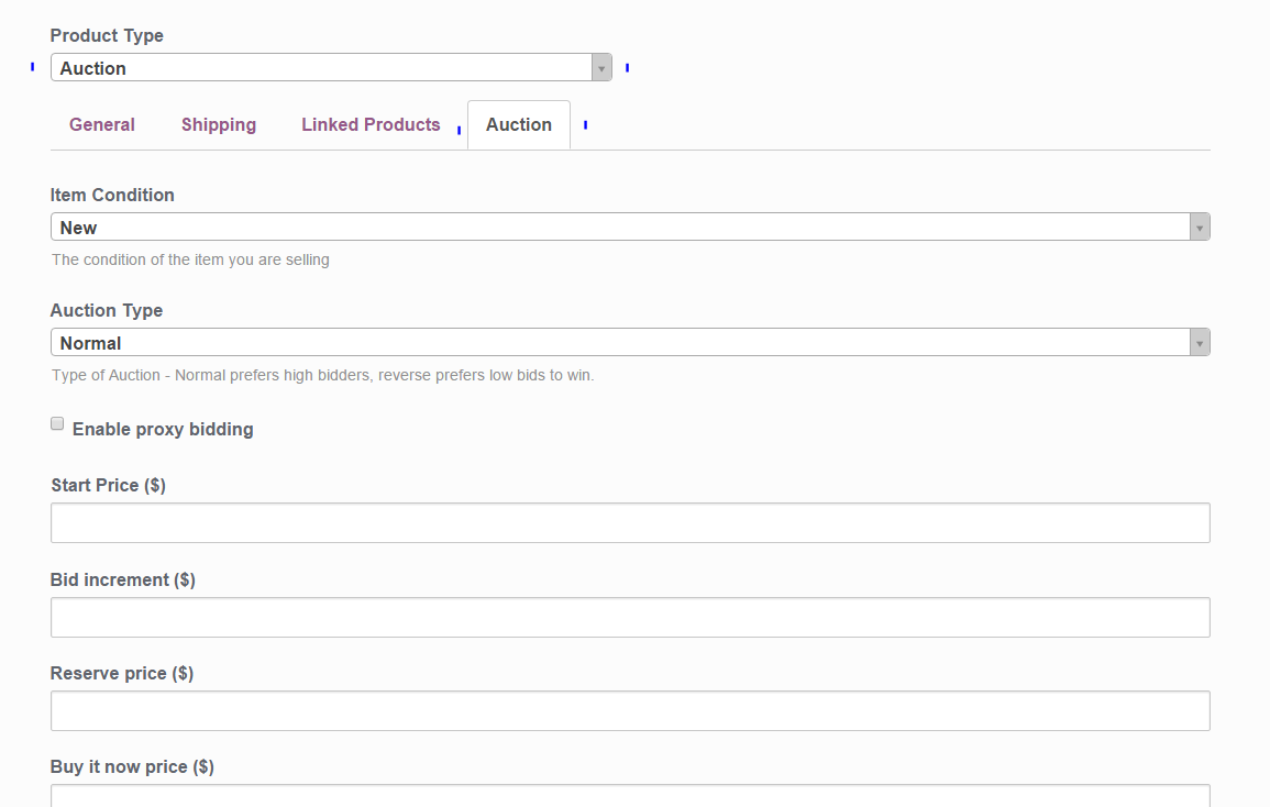 Leilões Simples WooCommerce de Fornecedores de WC