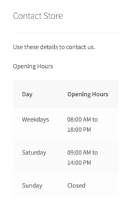 vendor store opening hours