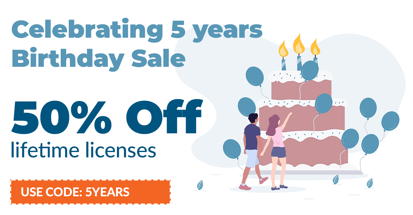 Celebrating 5 years with 50% Off!