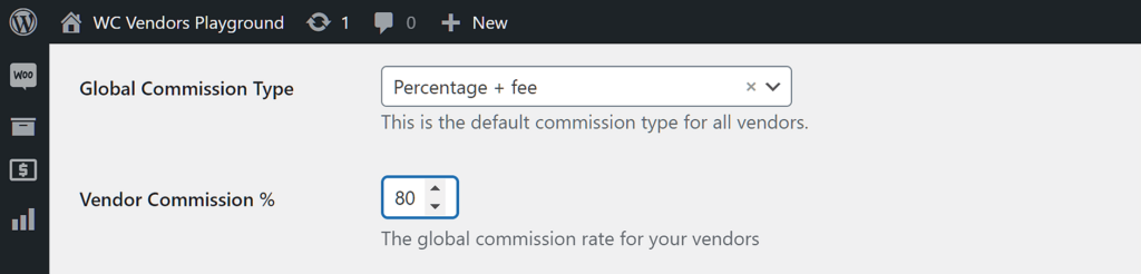 Setting the Percentage Commission Type for your marketplace