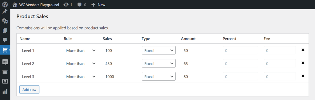 Tiered Commission Type: Sales by Product