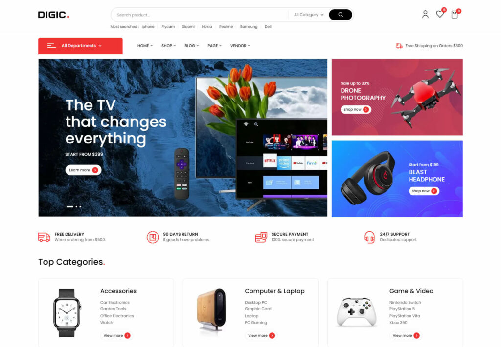 Digic is a great multi-vendor ecommerce website template