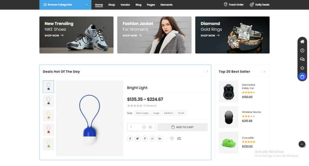 Wolmart is a great multi-vendor ecommerce website template