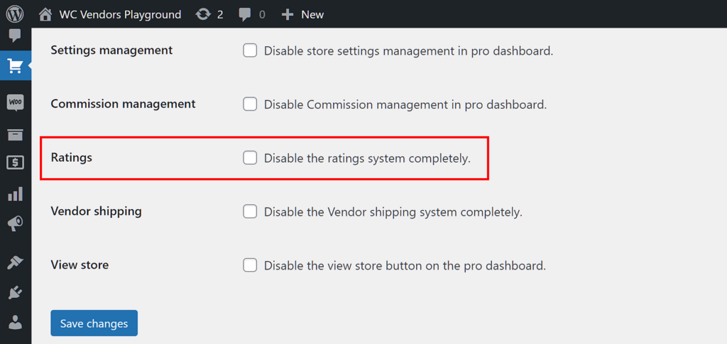 Settings - Capabilities - General - Vendor Rating System