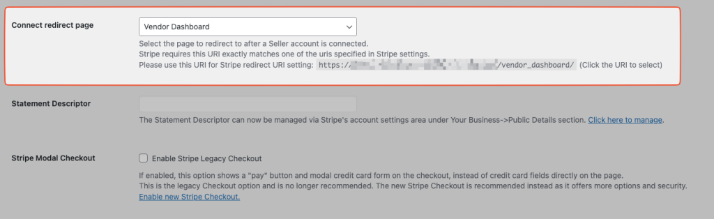 Set Live Return URI in the Stripe account