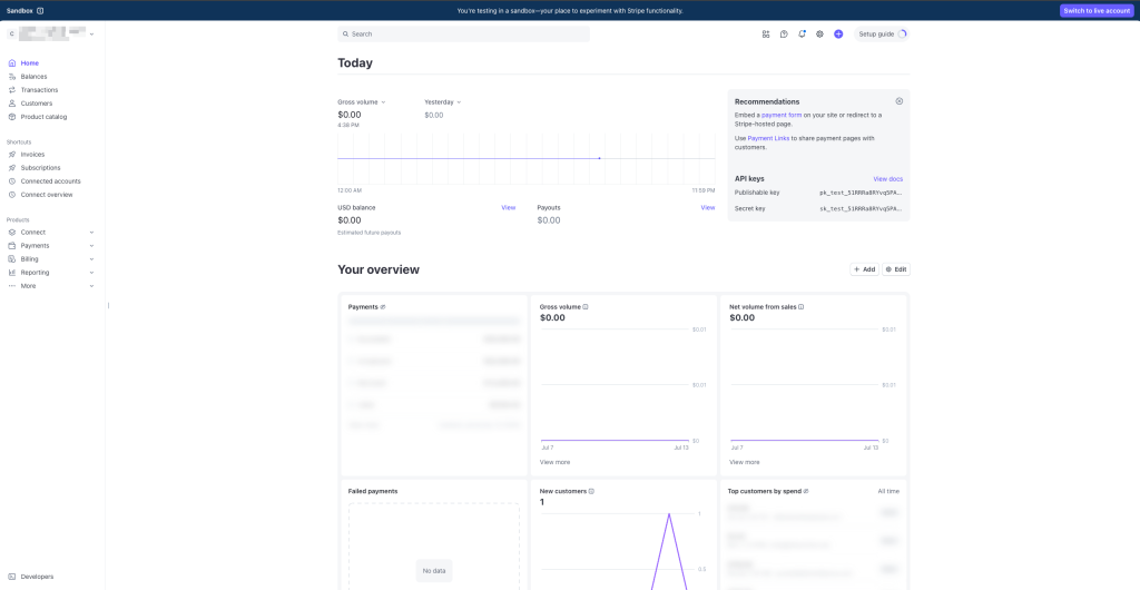 Test Mode This is the mode you use to test your payments and connections before launching your marketplace
