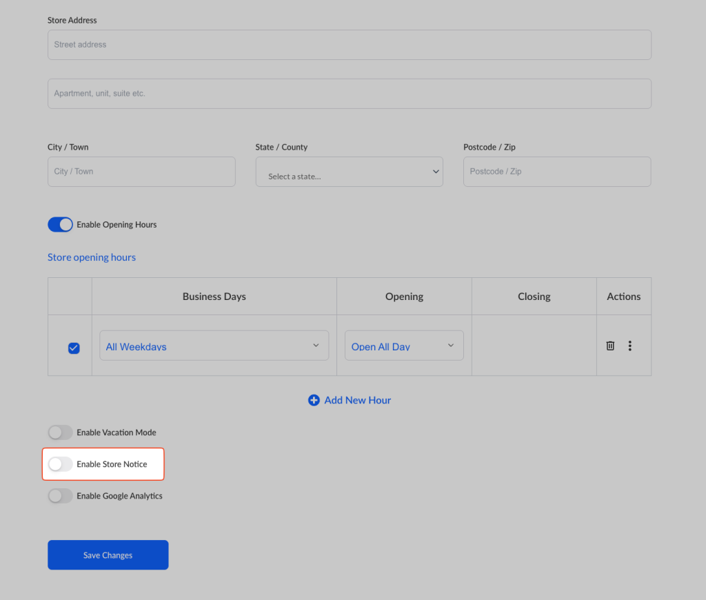enable the Store Notice option - WC Vendors enable the Store Notice option