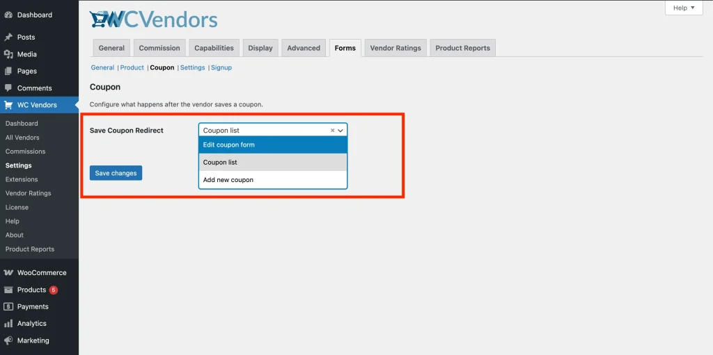 forms - coupons - WC Vendors