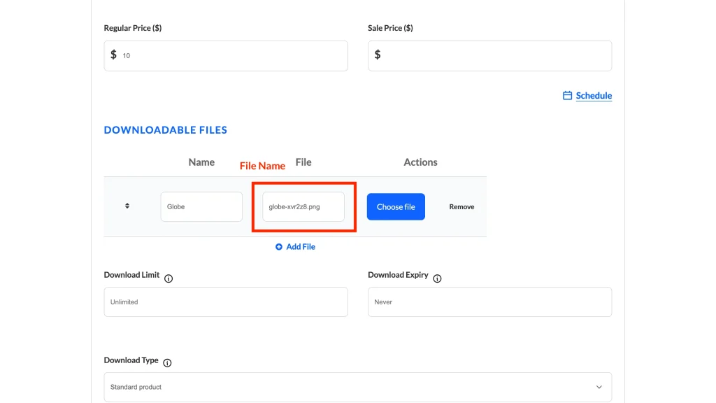 forms - product - frontend - file name display - file name - WC Vendors