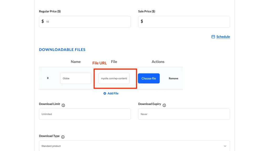 forms - product - frontend - file name display - file url - WC Vendors