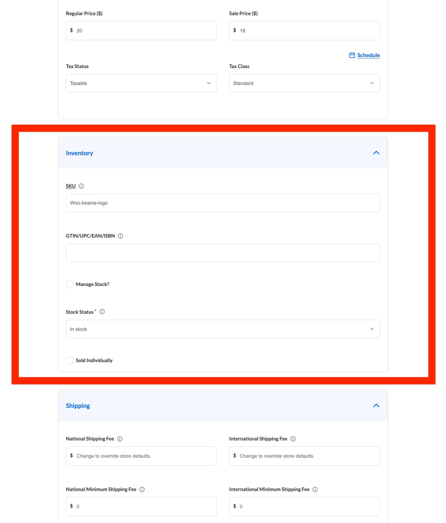 forms - product - frontend - form - 4 inventory - WC Vendors