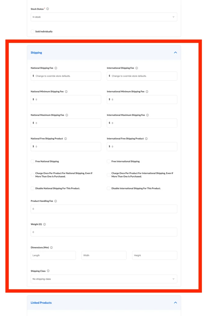 forms - product - frontend - form - 5 shipping - WC Vendors