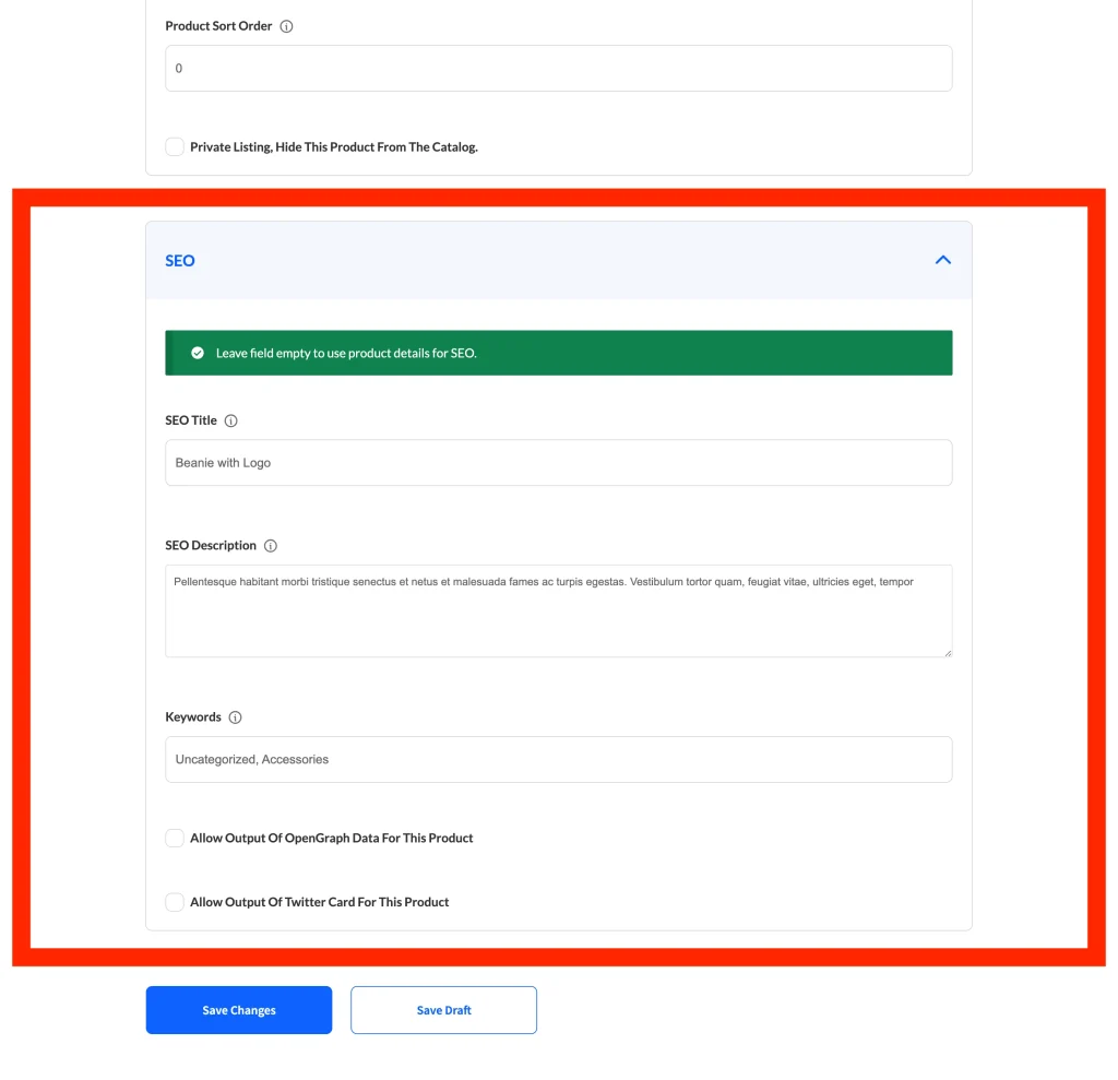 forms - product - frontend - form - 8 product seo - WC Vendors