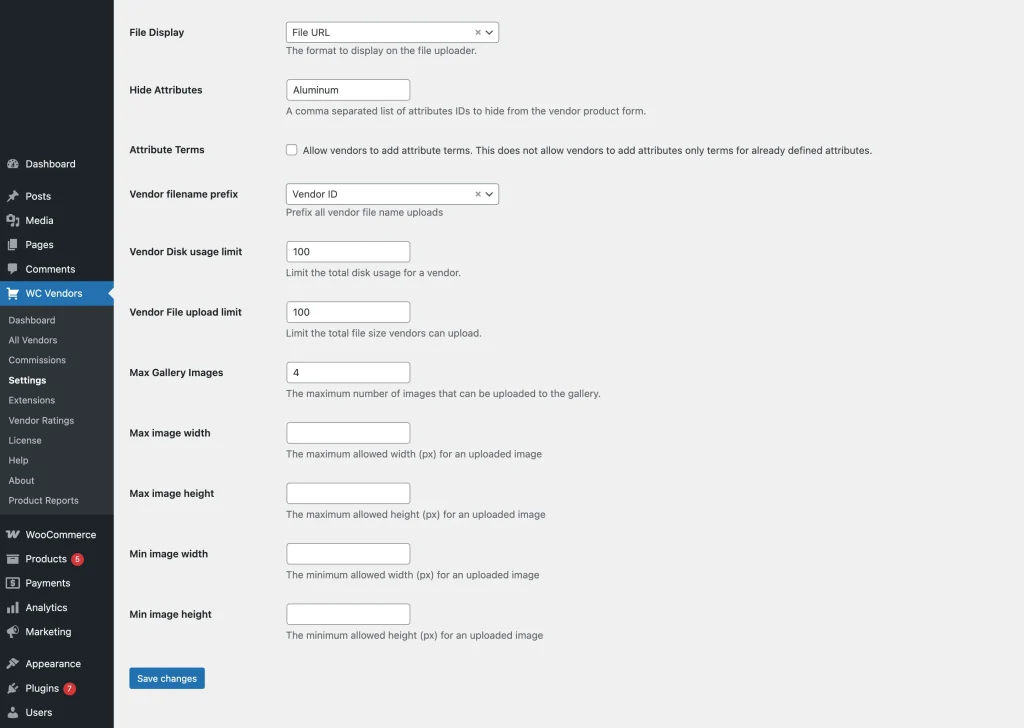 forms - product - settings - product form 2 - WC Vendors