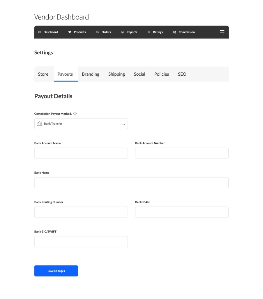 forms - settings - payouts - WC Vendors