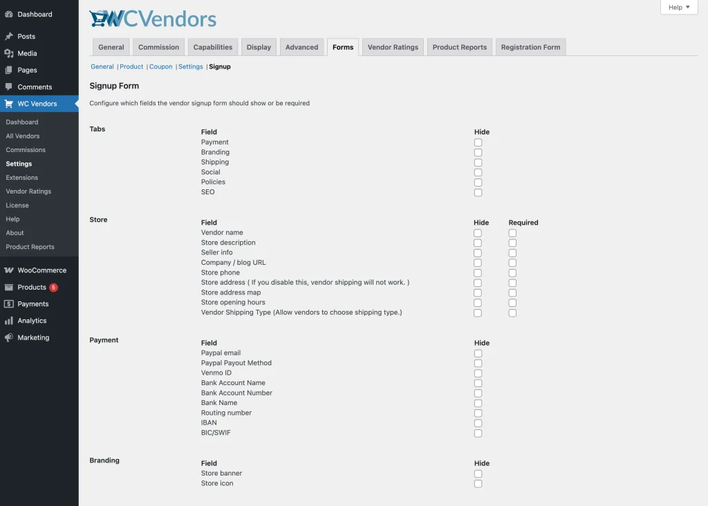 forms - signup 1 - WC Vendors