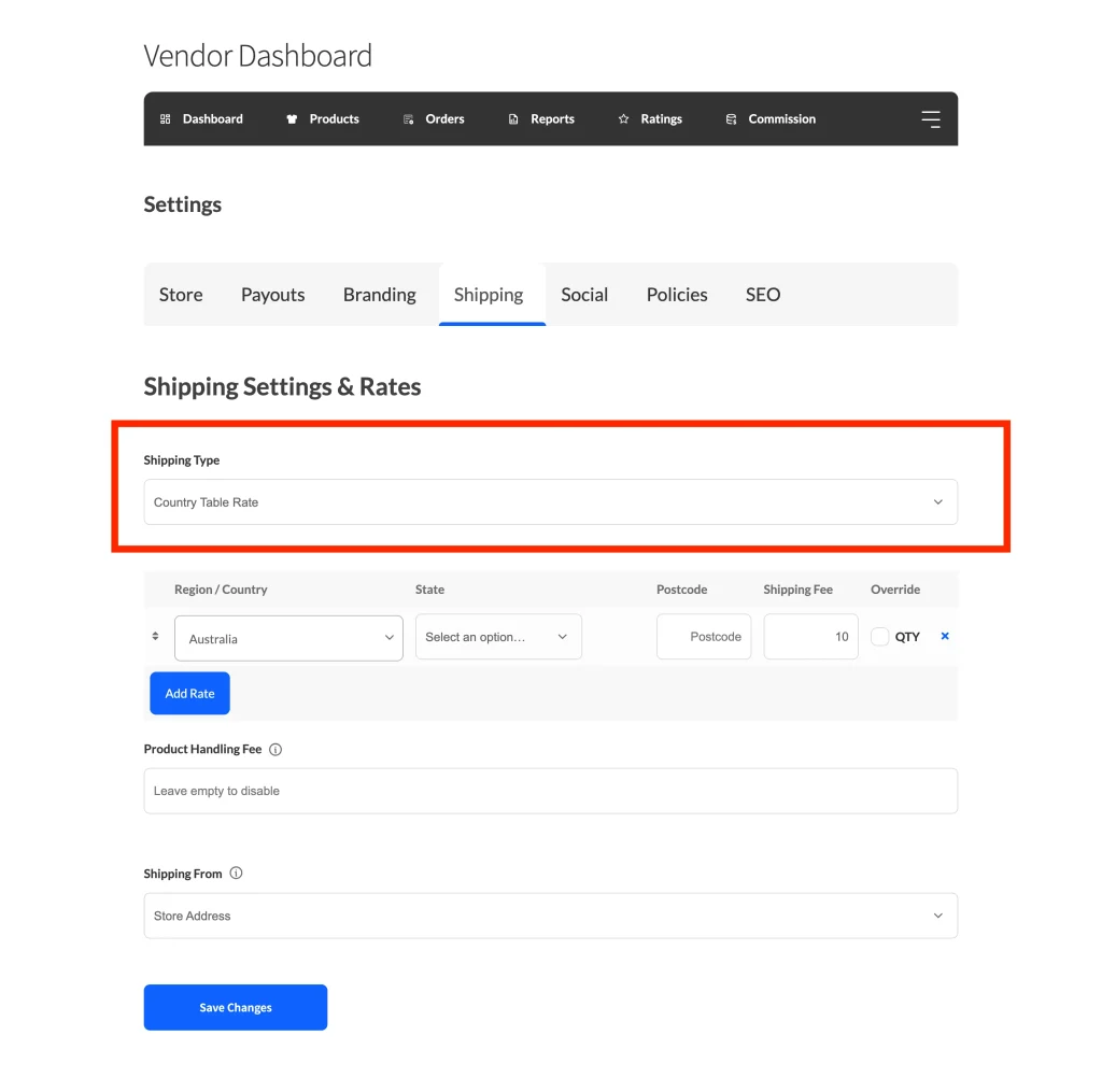 shipping type - WC Vendors