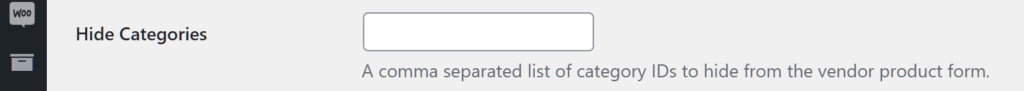 Vendor product form Hide Categories option
