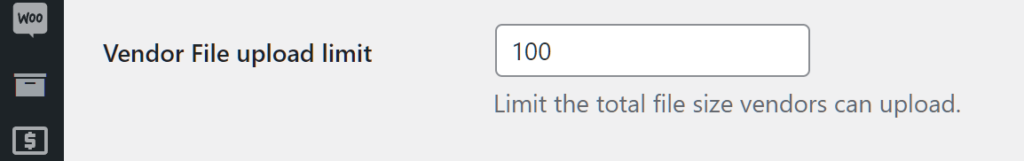 Vendor product form Vendor File Upload Limit option