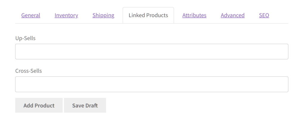 Product Form on the Vendor Dashboard showing the Linked Products tab