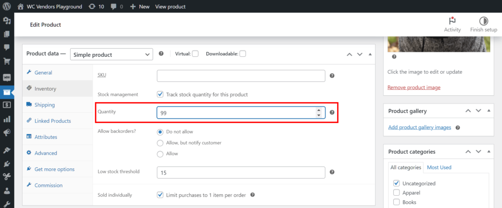 Modifying the stock quantity and other details in a WooCommerce Edit Product screen