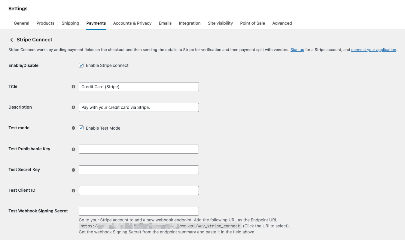 Stripe Connect - WC Vendors Stripe Connect configuration on WooCommerce