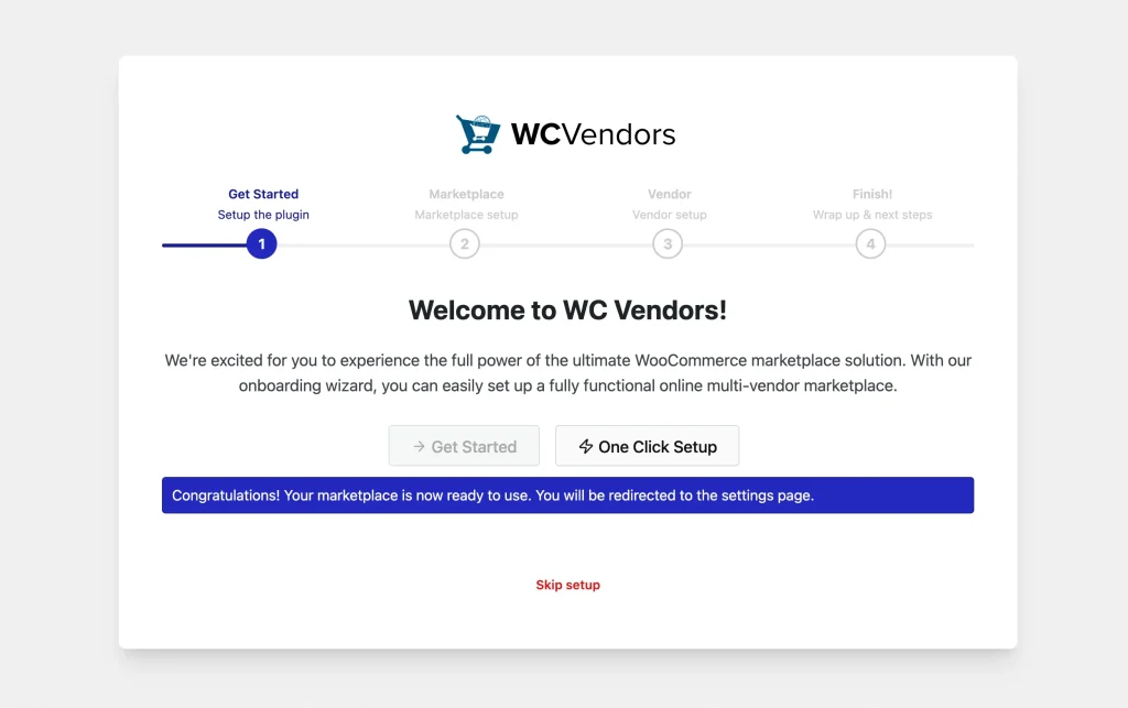 wcvp - getting started guide - quick wizard - WC Vendors