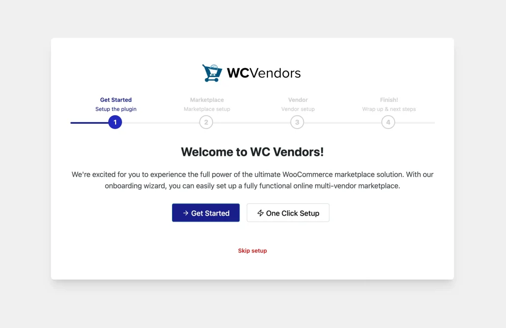 wcvp - getting started guide - wizard - 1 welcome - WC Vendors