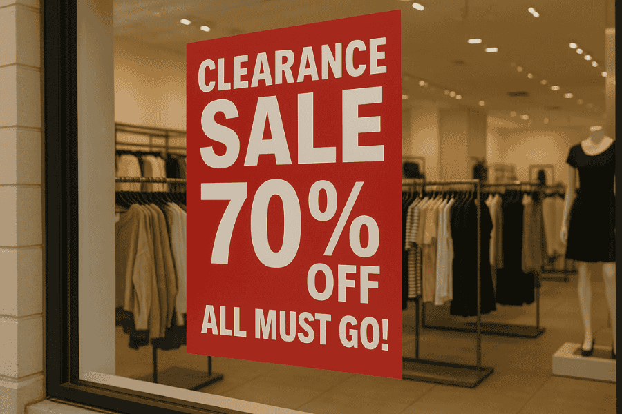 Clearance Sales-wc vendors - WC Vendors Clearance sale banner advertising 70% off all items in a fashion store