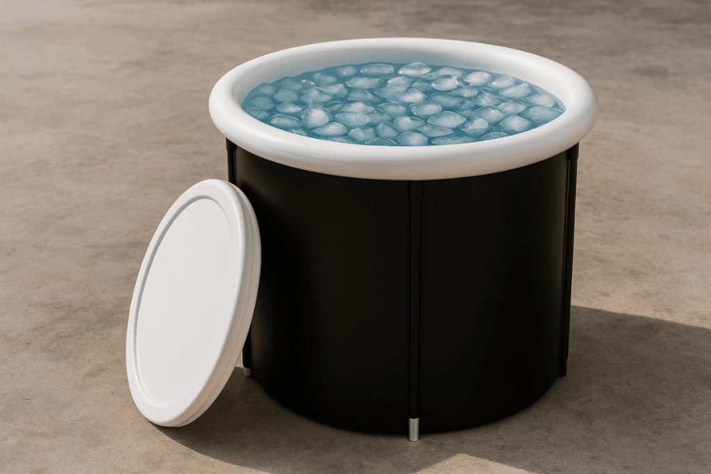 Cold Plunge Tubs-wcvendors - WC Vendors Personal cold plunge tub filled with ice cubes on a concrete surface