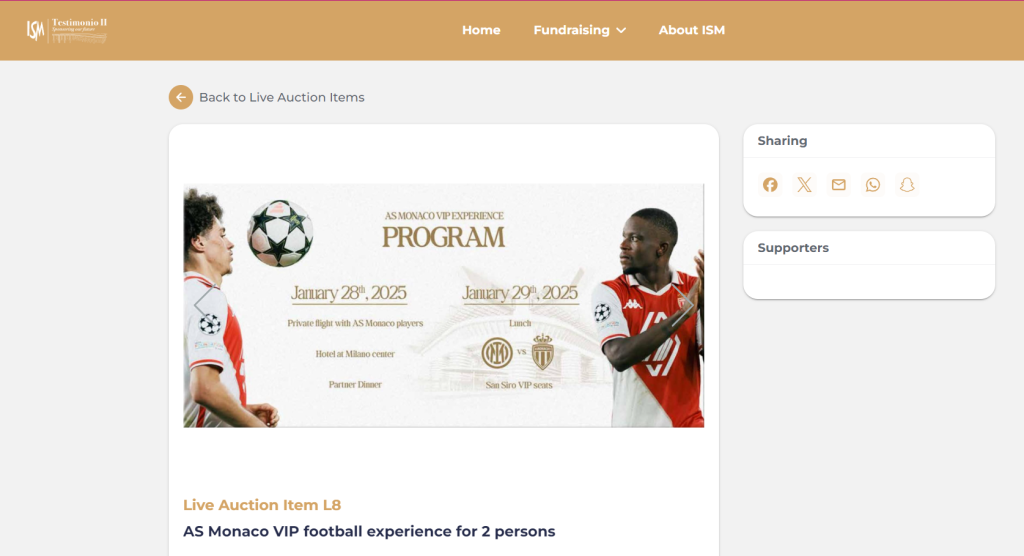 ISM-vip experience-wcvendors - WC Vendors AS Monaco VIP football auction experience with backstage access