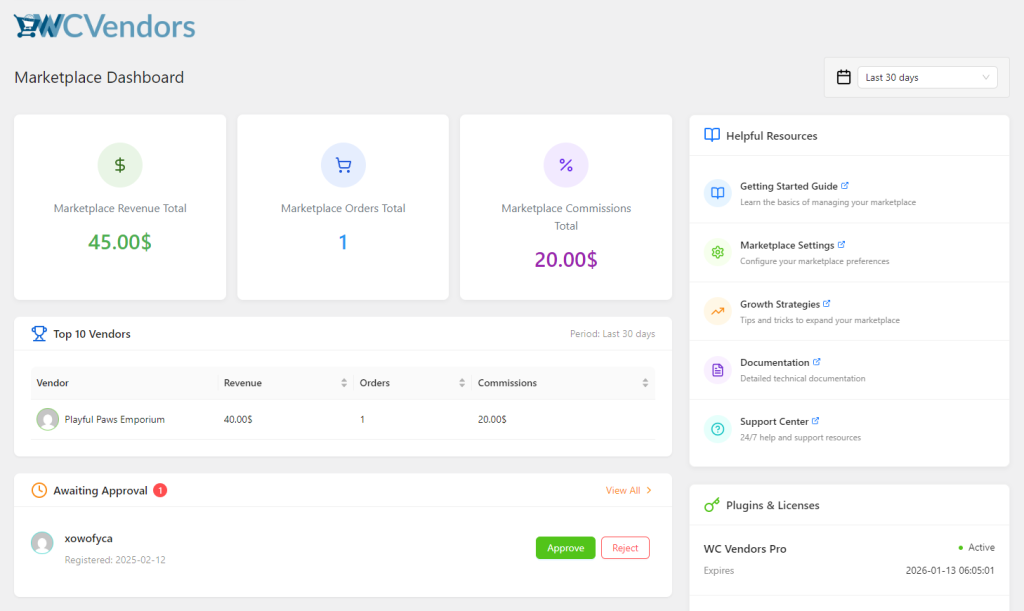 Marketplace Admin Dashboard-wcvendors - WC Vendors WC Vendors Marketplace Admin Dashboard