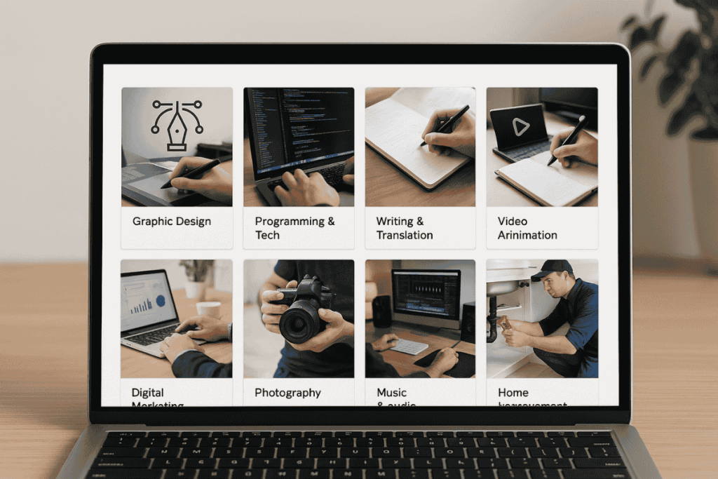 Multi-Category Service Marketplaces-wcvendors - WC Vendors Multi-category online service marketplace example: platform offering graphic design, programming, writing, video editing, and more