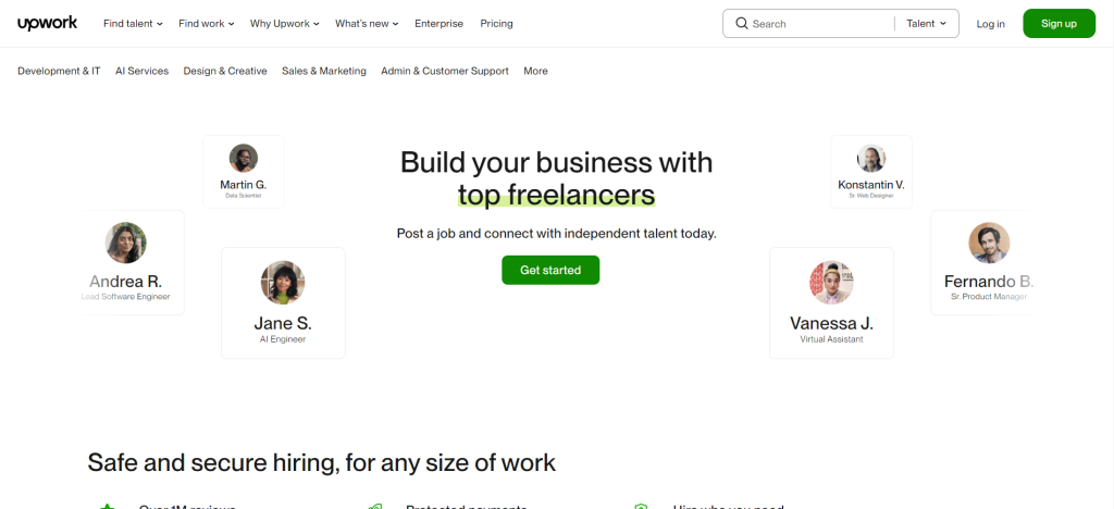 Upwork-Professional Services Marketplace-wc vendors - WC Vendors Professional services marketplace example: Upwork platform for hiring freelancers like developers, designers, and virtual assistants