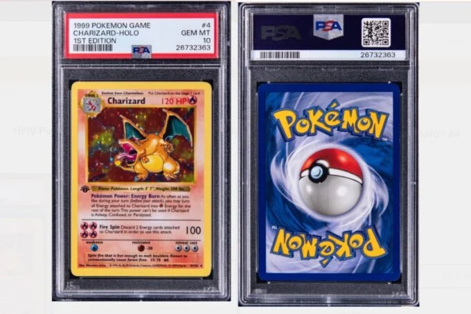pokemon-card-auction-wcvendors - WC Vendors 1999 first-edition holographic Charizard card sold at auction