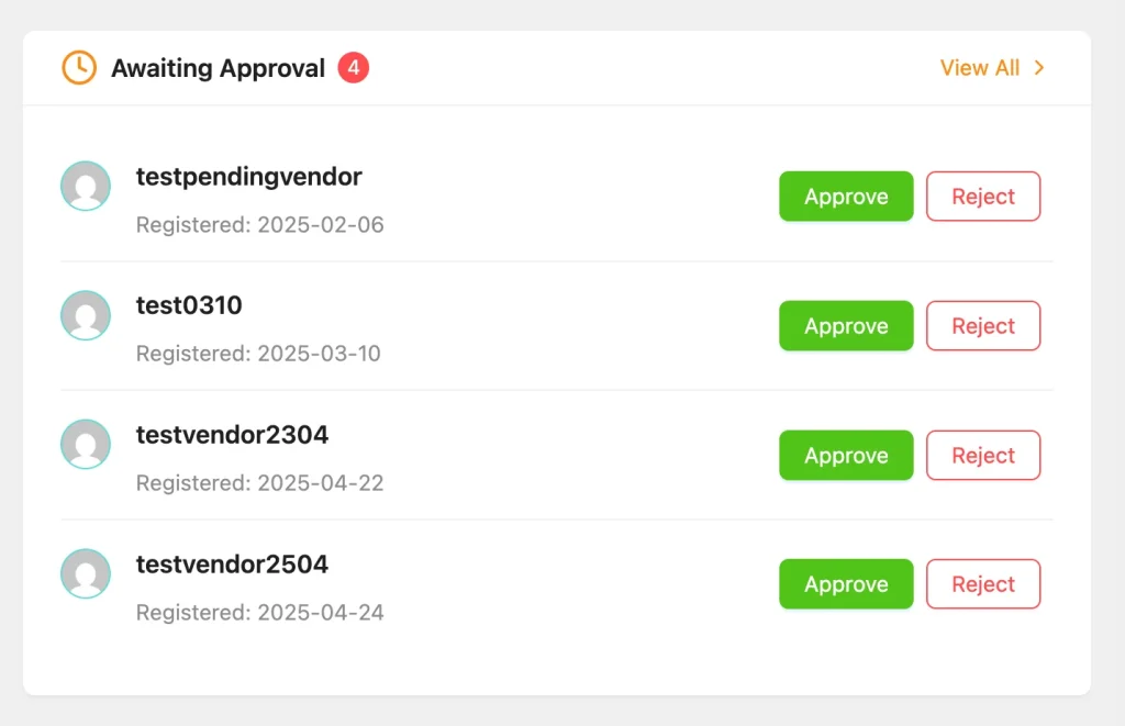 wcv admin dashboard - 3 vendors approval - WC Vendors