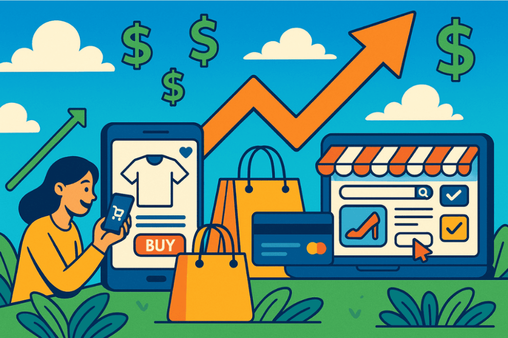 growth in online and mobile shopping with mobile checkout and WooCommerce marketplace interface