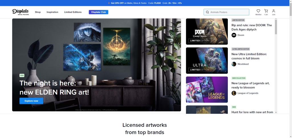 displate-wcvendors - WC Vendors Displate print on demand marketplace for curated metal posters by artists
