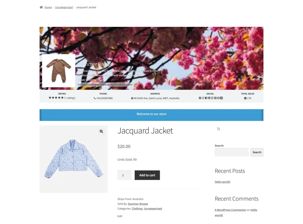 product page header priority - WC Vendors