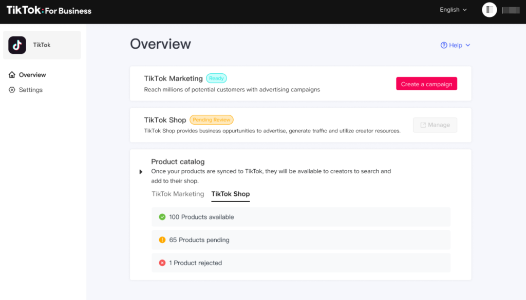 TikTok Shop dashboard showing synced product catalog from WooCommerce