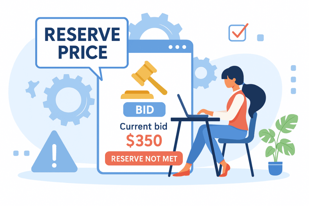 Online auction reserve price not met message during bidding process
