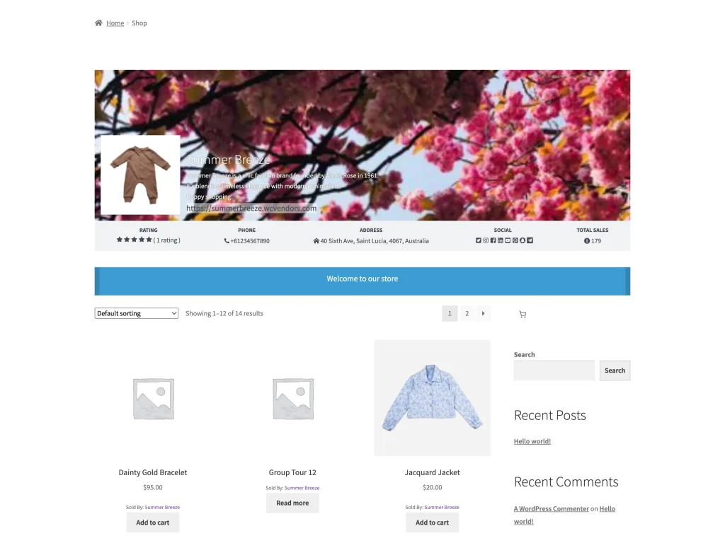 shop page header priority - WC Vendors