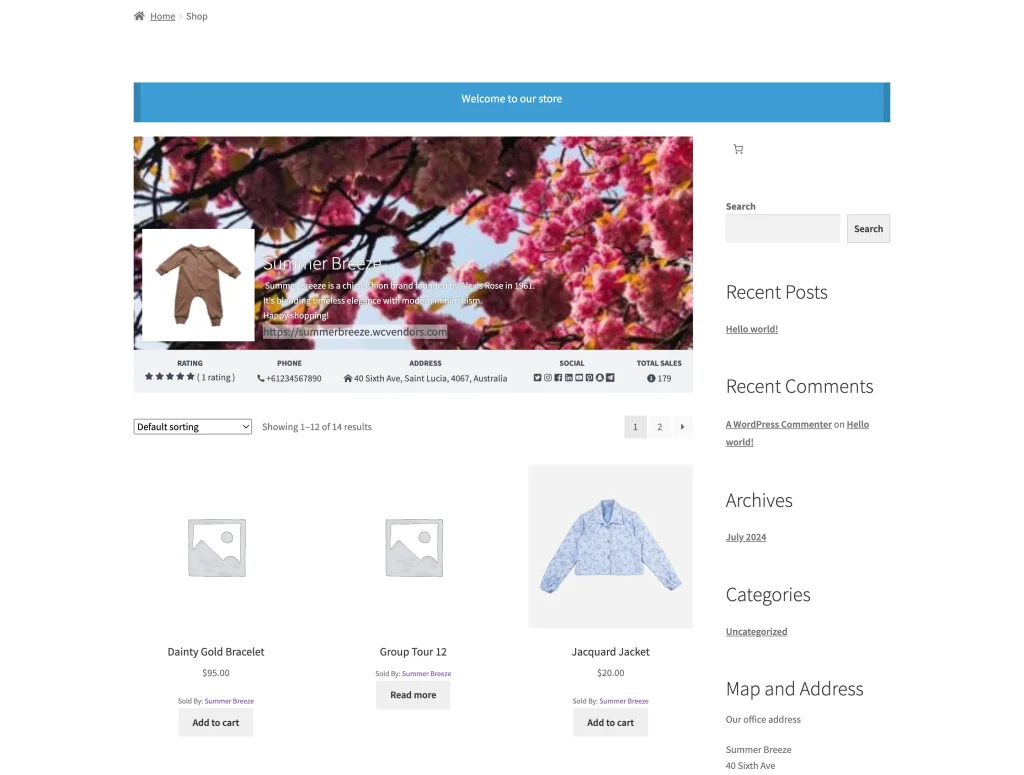 shop page header priority before - WC Vendors
