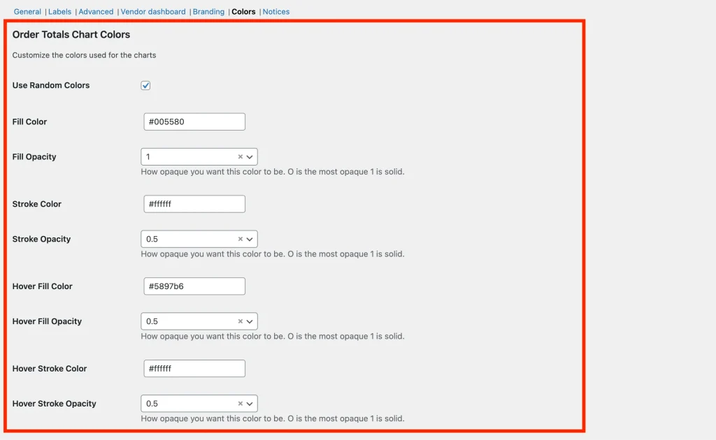 wcv - display - colors - setting 1 - WC Vendors
