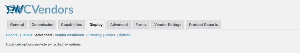 wcv settings - display - advanced - WC Vendors