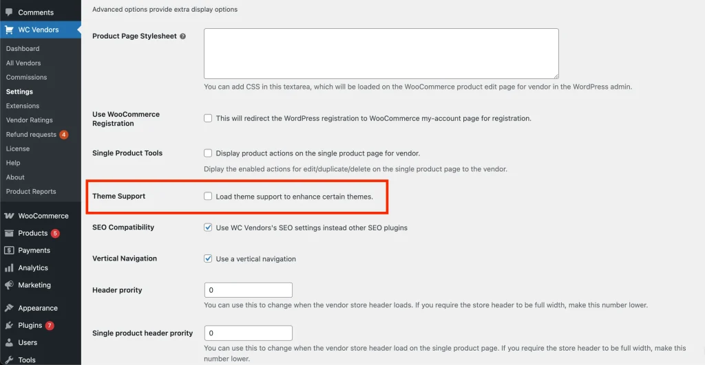 wcv settings - display - advanced 4 - WC Vendors