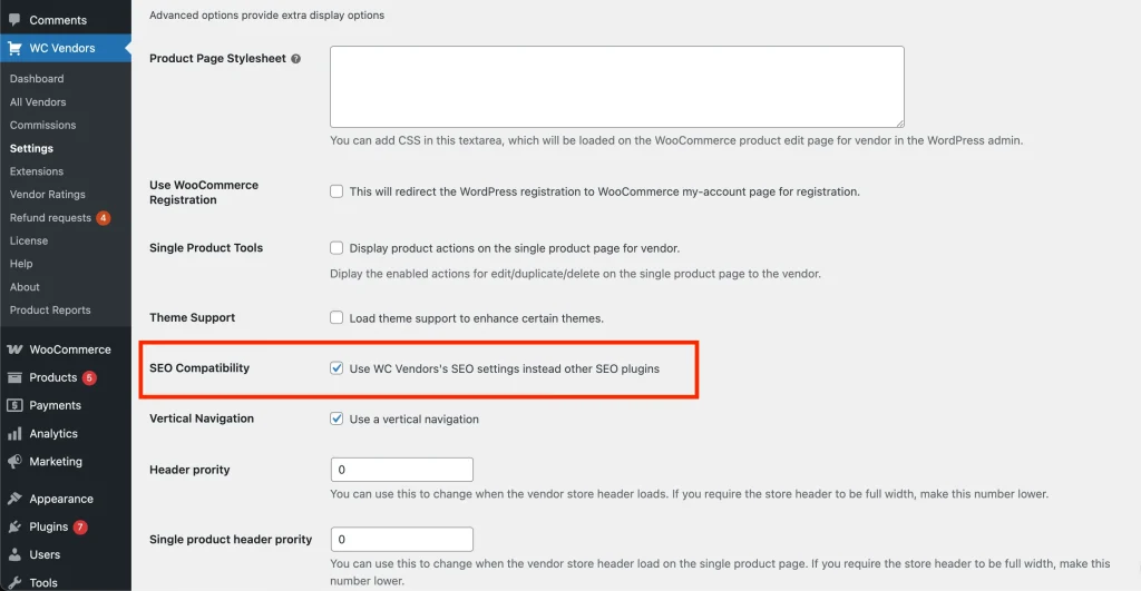 wcv settings - display - advanced 5 - WC Vendors