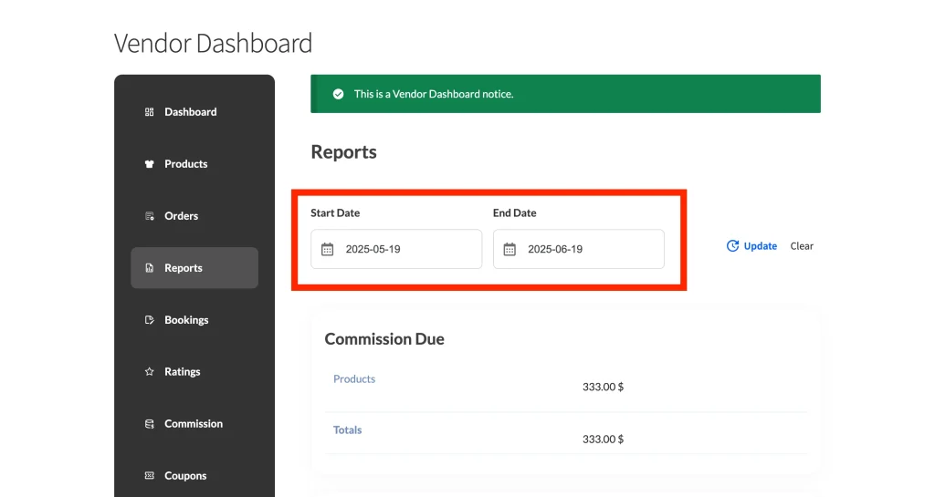 wcvp - settings - display - dashboard - 3 date format - WC Vendors