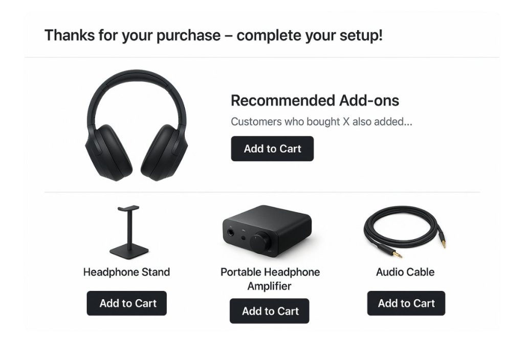 Order confirmation email with cross-selling suggestions for complementary products
