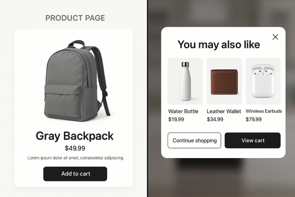 Ecommerce product page displaying strategic cross-selling suggestions below main product
